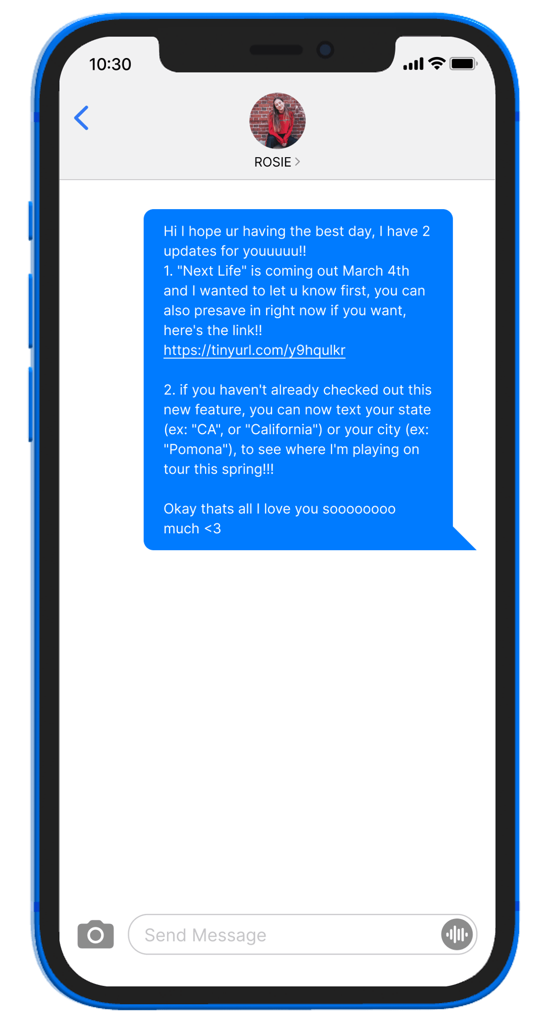 Rosie Auto Replies Text 1