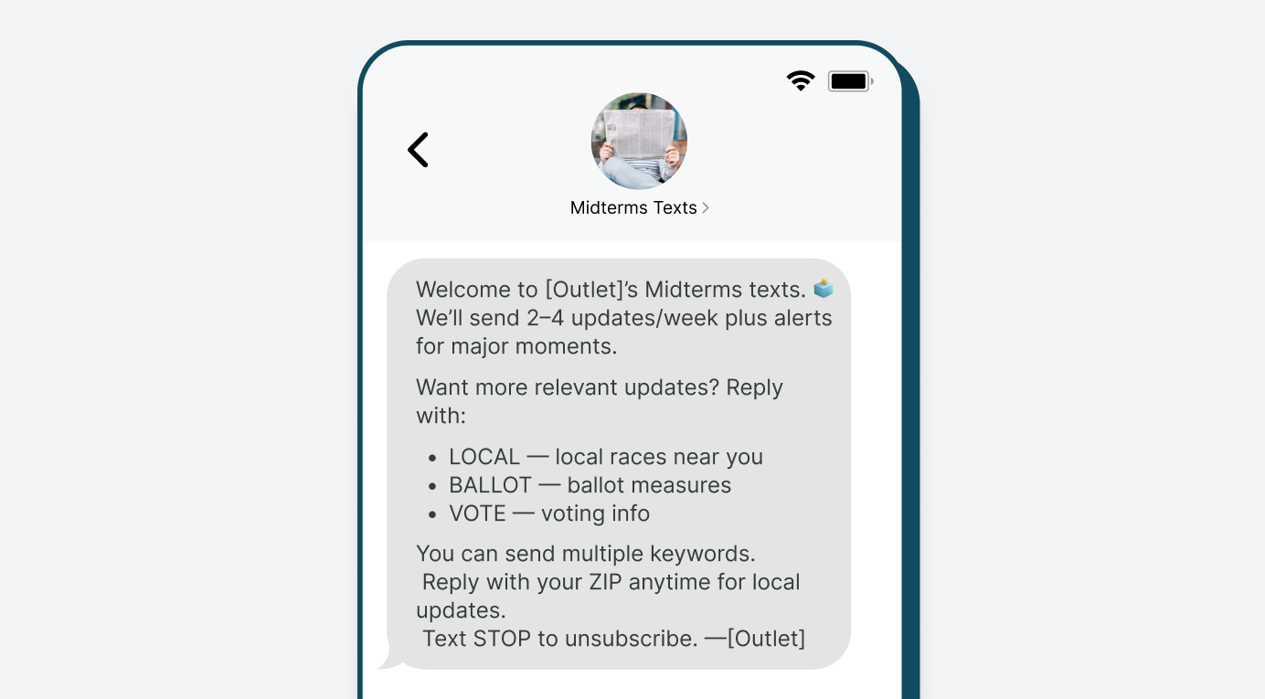 Welcome message example